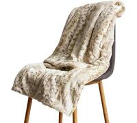 Décoration De Lit Et De Canapécouverture De Jet en Fausse Fourrure Floue Extra Douce pour Canapé Vison en Peluche Léopard Jetés Confortable, Beige, 150x200cm