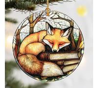 Décoration de livre de lecture en forme de renard, décorations de Noël, cadeau pour les amateurs de livres, cadeaux livresques, cadeaux pour enseignants pour femme, bibliothécaire, lectrice