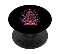 Décoration de Lutte Contre Le Cancer du Sein - Sapin de Noël - Flocons de Neige PopSockets PopGrip Adhésif
