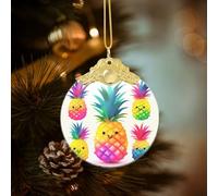 Décoration de maison 2025 - Ananas arc-en-ciel - Décoration de Noël ronde en verre de cristal - Ornements à suspendre pour sapin de Noël - Pendentifs en cristal - Attrape-soleil pour les fêtes de Noël