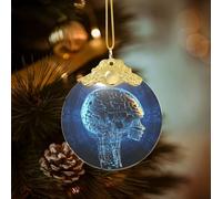 Décoration de maison 2025 - Intelligence artificielle - Cerveau de Noël - Ornements ronds en verre de cristal - Ornements à suspendre pour sapin de Noël - Pendentifs en cristal - Attrape-soleil pour
