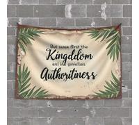 Décoration de maison amusante avec citation rustique encadrée : « But Suck First The Kingdom En.Lne Qini Tapisserie Accessoires de garage pour homme Cave Décoration d'intérieur pour homme (100 x 150