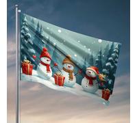 Décoration de maison amusante avec trois bonshommes de neige au pays des merveilles en hiver, drapeau de lac pour décoration de maison, drapeaux cool pour chambre gars (30 x 45 cm)