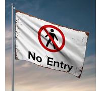 Décoration de maison amusante Interdiction d'accès : panneau d'interdiction d'entrée avec cercle rouge et drapeau W, décoration vintage (30 x 45 cm)