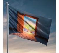 Décoration de maison amusante pour porte vers la sérénité : un drapeau de scène de coucher de soleil sur le lac pour décoration de maison drapeaux cool pour chambre gars (152 x 244 cm)