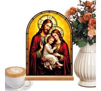 Décoration de maison catholique avec support en acrylique Jésus Vierge Marie