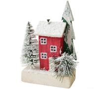 Décoration de maison de village de Noël en bois, ensemble de maisons de village de Noël, chalet de ski, style chalet de ski pour affichage de vacances (A/100 g)