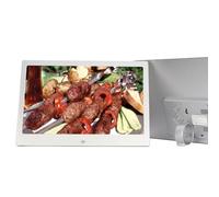 Décoration de Maison Intelligente : Album Photo électronique Multifonctionnel en métal de 12 Pouces, Lecture de vidéos et de Musique, Calendrier en Temps réel, clé USB Plug and Play (Color : Silver)