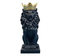 Décoration de maison moderne Sculpture de lion de couronne, statue de lion, sculptures en résine, fait à la main, statue d'affichage de bureau de salon, rouge, blanc, noir, or, argent 9.4x6.5x18cm,A3