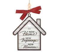 Décoration de Maison Neuve 2024, en Forme de Maison Premier Cadeau Pendaison de Crémaillère Noël Bois Décorations Noël Suspendues Cadeau Nouvelle Maison pour Propriétaires Couples (Style 2)