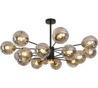 Décoration de maison Sputnik Branche Sputnik Bulle Bubble Chandelier Black LED Plafond Light Fumée Grey Amber Glass Farmhouse Industrial Pendant Light for Kitchen Dining Room Living Room , Pendant Lig