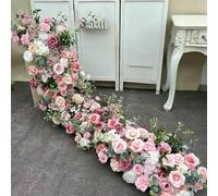 Décoration de mariage avec des fleurs artificielles de luxe 5D : chemin de table, rangée de fleurs, fond floral, arche murale, accessoires - 3 x 200 x 40 cm