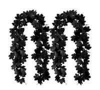 Décoration de mariage d'automne, guirlande de feuilles d'automne - Guirlande de feuilles d'érable noires, 2 pièces, décor d'automne,Guirlande d'automne pour cheminées, balcons, cadres de porte, complè