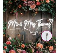 Décoration de mariage en néon personnalisé, alimenté par batterie (sans prise requise) ou lumière néon LED personnalisée USB, cadeau de la Saint-Valentin, décoration de chambre, maison esthétique Mari