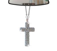 Décoration de miroir de voiture - Accessoire de voiture en forme de croix religieuse - Ornement chrétien d'intérieur - Accessoires religieux à suspendre pour femme, famille, camion, église, maison