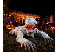 Décoration de Momie Rampante activée par Le Son Décoration d'halloween | Momie Yeux Rges Brillants Gran, yeux rouges et sons effrayants, action en 10 secondes,pour maisons hantées,Halloween et fêtes