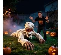 Décoration de Momie Rampante activée par Le Son, Zombie Brise-Terre, Yeux Rouges et Sons effrayants, Action en 10 Secondes, pour Maisons hantées, Halloween et fêtes
