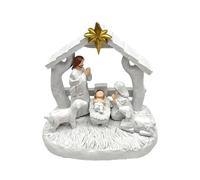 Décoration de naissance de Jésus en résine, décorations en résine, scène de crèche, décorations de Noël pour intérieur, bureau, étagère, chambre, salon, bureau, ferme, église, école, fête, cadeaux