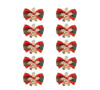 Décoration de Noël 10 Nœuds 4,5 cm pour Maison Décoration de | Tissu robuste, forme maintenue, 4,5x4 cm, idéal sapin, lot économique de 10 pièces(red+gold)