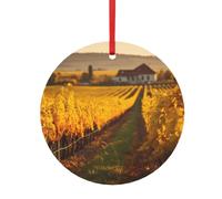 Décoration de Noël 2024 avec impression sur le thème du vin et de la vinification, champ de raisin, tailles assorties (S, L)