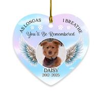 Décoration de Noël 2025 « As Long As I Breathe You'll Be Remembered », décoration de Noël commémorative personnalisée pour animal de compagnie, souvenir de chiens au paradis, cadeau de souvenir pour