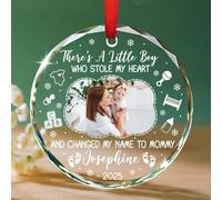 Décoration de Noël 2025 avec photo personnalisée « There's A Little Boy Stole My Heart », souvenir de nouvelle maman, nom et photo personnalisés pour le 1er Noël de bébé, cadeaux pour maman 2025