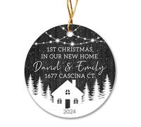 Décoration de Noël 2025, cadeaux de pendaison de crémaillère, 1er Noël personnalisé dans une nouvelle maison, ornement en bois, décoration de maison « Our First Christmas in Our New Home », noms et