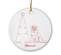 Décoration de Noël 2025 en céramique avec nom personnalisé Pembroke Welsh Corgi Dog Line Art Cadeau pour nièce, propriétaire de chiens, arbre de Noël à suspendre