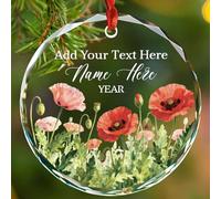 Décoration de Noël 2025 en forme de coquelicot personnalisé, cadeau pour femme, maman, amoureuse des fleurs, texte et nom personnalisés pour les amoureux des coquelicots, décorations de sapin de Noël