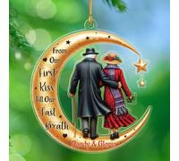 Décoration de Noël 2025 en forme de mari et femme, personnalisée de notre premier baiser jusqu'à notre dernier souffle, décoration de Noël d'anniversaire de vieux couple, décoration de Noël en