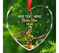 Décoration de Noël 2025 en forme de note de musique personnalisée, décoration de Noël en verre en forme de clé de sol, cadeau pour étudiants, enseignants, musiciens, chorale, producteur, chanteur