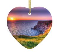 Décoration de Noël 2025 en Irlande - Motif paysage marin - Décoration de sapin de Noël en céramique à suspendre - Cadeau pour la famille, la sœur, les amis