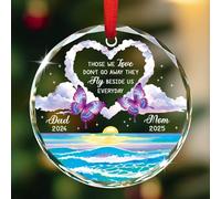 Décoration de Noël 2025 en verre avec papillons personnalisés pour la perte de maman et papa, Those We Love Don't Go Away Décorations de sapin de Noël, année personnalisée/noms des parents au paradis