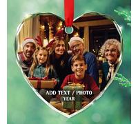 Décoration de Noël 2025 en verre avec photo personnalisée, cadeau pour papa, maman, grand-père, grand-mère, famille personnalisée/couple ensemble/décorations Mr & Mrs pour les vacances de Thanksgiving