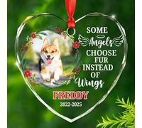 Décoration de Noël 2025 en verre commémoratif avec inscription « Some Angels Choose Fur Instead of Wings » - Image personnalisée - Nom de l'année - Décoration de Noël pour chien et chat - Cadeau de