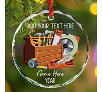 Décoration de Noël 2025 en verre de charpentier personnalisée, texte personnalisé/nom/année meilleur charpentier, ornements de Noël pour bricoleur, cadeaux pour homme, grand-père, papa, oncle