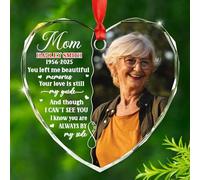 Décoration de Noël 2025 « Mom You Left Me Beautiful Memories » - Année et nom personnalisés - Cadeau de la part de sa fille et de son fils - Décoration de Noël en verre personnalisée