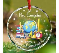 Décoration de Noël 2025 « Never Forget The Difference You » - Cadeau de remerciement pour professeur - Cadeau de remerciement - Décoration de sapin de Noël - Souvenir d'enseignement