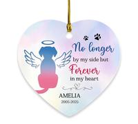 Décoration de Noël 2025 « No Longer My Side But Forever in My Heart » avec nom personnalisé pour chien, décoration de condoléances cadeau pour la perte d'un chien, décorations de Noël personnalisées