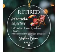 Décoration de Noël 2025 « Not My Problem Anymore » - Décoration de départ à la retraite - Nom personnalisé et année de retraite - Cadeau pour papa et maman de la part de son fils/fille