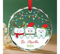 Décoration de Noël 2025 personnalisée en verre pour dentiste, orthodontiste, cadeau pour homme et femme, assistant dentaire, hygiéniste