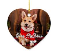 Décoration de Noël 2025 personnalisée pour animal de compagnie, ornements en céramique pour chien, décoration photo de Noël personnalisée avec nom et année, décorations de 1er Noël, cadeaux souvenirs
