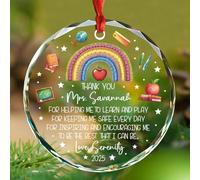 Décoration de Noël 2025 personnalisée « Thank You for Helping Me to Learn » en verre pour enseignant, cadeau de la part d'étudiants, noms/année personnalisés, ornements pour enseignants pour