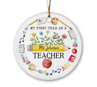 Décoration de Noël 2025 pour nouveaux enseignants, cadeaux pour hommes et femmes, décoration personnalisée « My First Year As A Teacher » - Décoration d'enseignement pour sapin de Noël - Décoration de