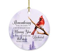 Décoration de Noël 2025 « Remembering You is Easy I Do It Everyday Missing You is The Heartache », décoration commémorative cardinale personnalisée, nom personnalisé et année de perte d'un être cher