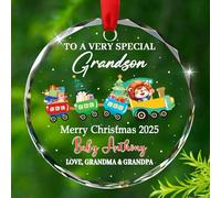 Décoration de Noël 2025 « To A Very Special Grandson » - Ornements en verre personnalisés - Cadeau de la part des grands-parents, décoration de Noël spéciale pour petit-fils, décoration de Noël