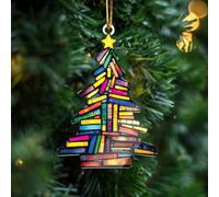 Décoration de Noël 2026 en acrylique - Cadeau pour les amateurs de livres, les bibliothécaires, les lecteurs, les rats de bibliothèque, pour elle, bibliothécaire, femme