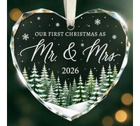 Décoration de Noël 2026 en forme de cœur en verre avec inscription « Mr and