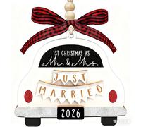 Décoration de Noël 2026, « Our First Christmas Mr and Mrs Santa » - Cadeau de fête prénuptiale pour les jeunes mariés - Cadeau de mariage - Souvenir de Noël