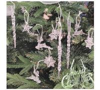DéCoration De NoëL,23pcs DéCoration Buches De NoëL Acrylique Transparent NoëL Incluant Le ModèLe De Flocon De Neige Transparent Ice Strip Etc Pendentif De DéCoration De Sapin De NoëL